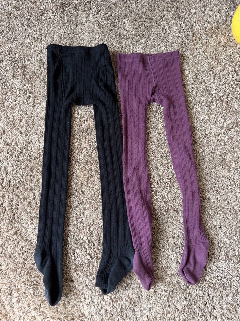 Children's Ribbed Tights Duo - Black & Plum